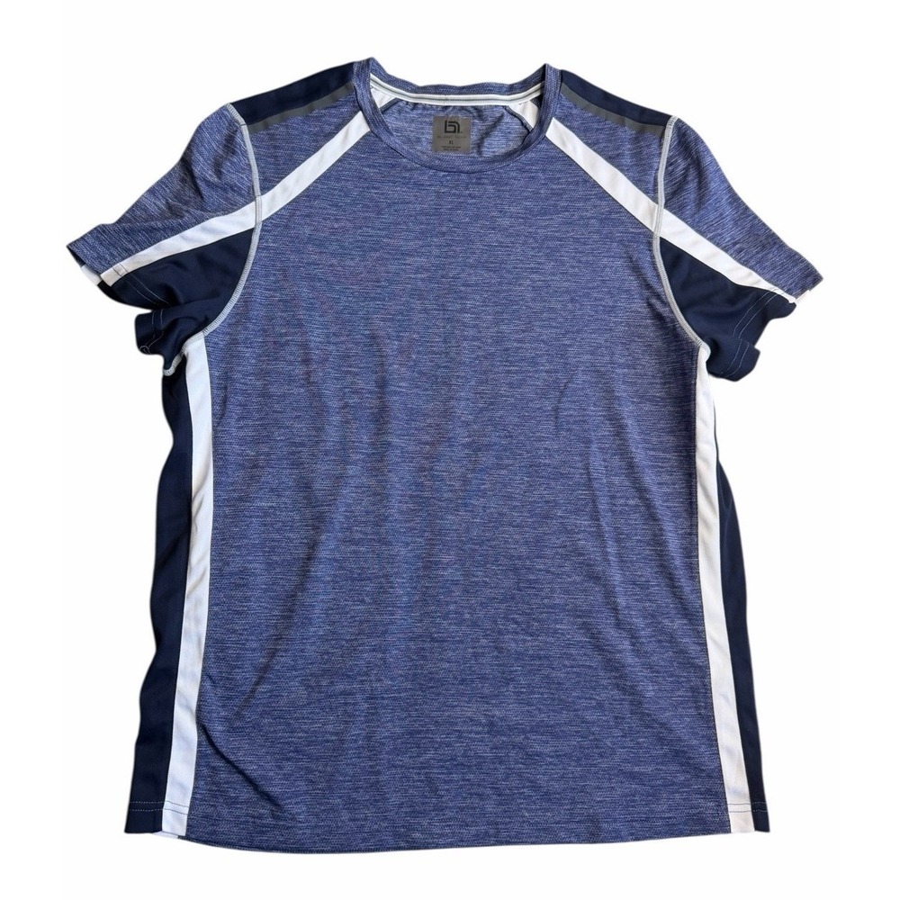 Blanc Noir Size XL‎ Blue Workout T-Shirt Short Sleeve Cross Line $89 MSRP NWT